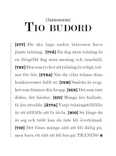 tio budord om träning